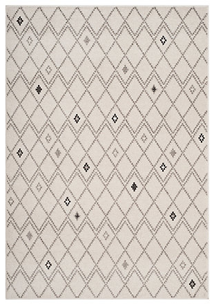 Power Loomed 4' x 6' Area Rug, Gray/White, large