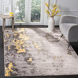 Over Dye 4' x 6' Area Rug, Gray/Yellow, rollover