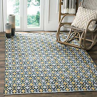 Hand Crafted 5' x 8' Area Rug, Yellow/White, rollover