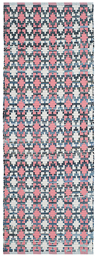 Hand Crafted 2'3" x 6 Runner Rug, Blue/Red, large