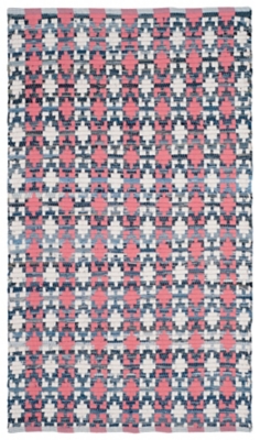 Hand Crafted 3' x 5' Area Rug, Blue/Red, large