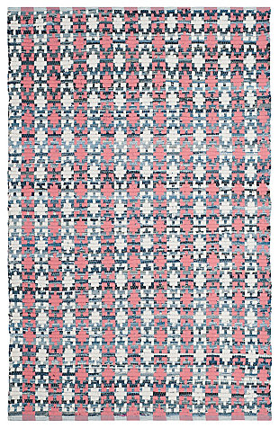 Hand Crafted 4' x 6' Area Rug, Blue/Red, large