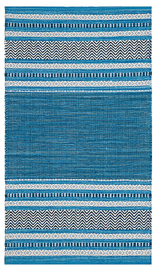 Accessory 2'6" x 4' Runner Rug, Blue/Gray, large