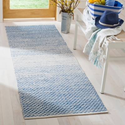 Ombre 2'3" x 7' Runner Rug, Blue/Ivory, large