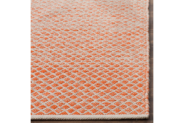 When your room needs a dash of color and pop of personality, this wonderfully versatile rug is just the ticket. Distressed, dyed effect softens the aesthetic for understated good looks that complement virtually any decor.Made of cotton | Handmade | Low profile | No backing; rug pad recommended | Spot clean | Imported