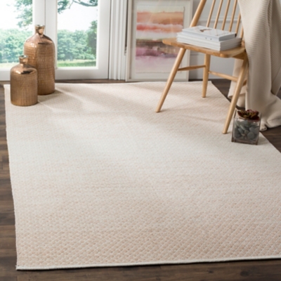 Flat Weave 5' x 8' Area Rug, Beige/White, rollover