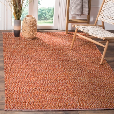 Flat Weave 5' x 8' Area Rug, Orange, large