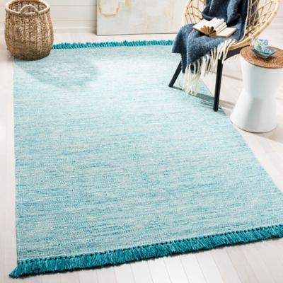 Flat Weave 5' x 8' Area Rug, Blue, rollover