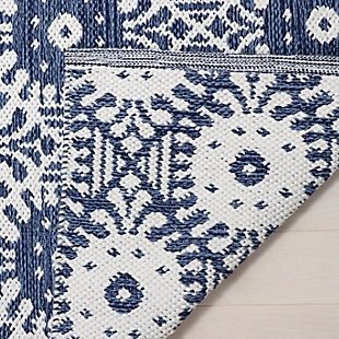 What a footloose and fancy-free feeling this rug brings to your living space. Boho-chic rug is cool and creative. Handmade craftsmanship and intricate patterns add a strikingly exotic aesthetic to your space.Made of cotton and polyester | Handmade | Low profile | No backing; rug pad recommended | Spot clean | Imported
