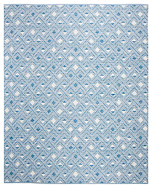 Power Loomed 8' x 10' Area Rug, White/Blue, rollover