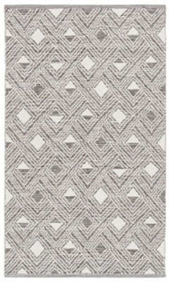 Power Loomed 3' x 5' Area Rug, Gray/White, large