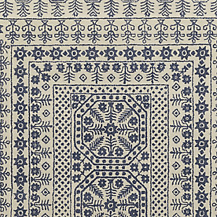 Worldly and wonderful. With its intricate, tribal-like element, this striking area rug excites and delights with its world-beat sense of style. Crisp, clean color pairing exudes vitality and sophistication.100% new zealand wool | For indoor/outdoor use | Uv resistant; water resistant | Hand-tufted and carved, medium pile | Canvas backing | Imported | Spot clean only | Wool fibers are prone to shedding, vacuum regularly and shedding will subside