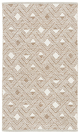 Power Loomed 5' x 8' Area Rug, Beige/White, large