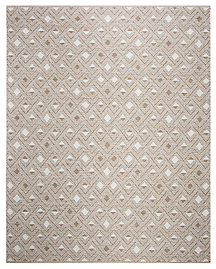 Power Loomed 8' x 10' Area Rug, Beige/White, rollover