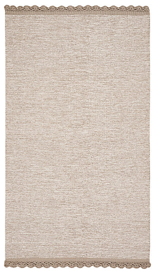Hand Crafted 3' x 5' Area Rug, Beige, large