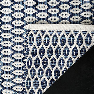 Simply timeless and beautifully on trend, this masterfully crafted trellis style area rug is distressed to impress. Easy elegant and casually cool, it looks right at home whether your furnishings are retro, boho or somewhere in between.Made of cotton | Handmade | Low profile | No backing; rug pad recommended | Spot clean | Imported