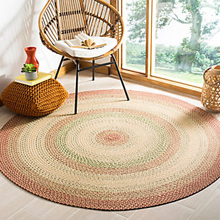 Reversible 4' x 4' Round Rug, Rust, rollover