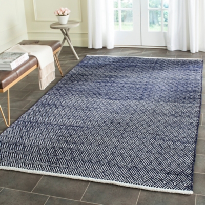 Hand Crafted 6' x 9' Area Rug, Navy, large