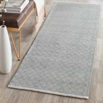 Hand Crafted 2'3" x 7' Runner Rug, Gray, large