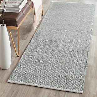Hand Crafted 2'3" x 7' Runner Rug, Gray, rollover