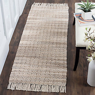 Hand Crafted 2'3" x 7' Runner Rug, Ivory/Beige, rollover