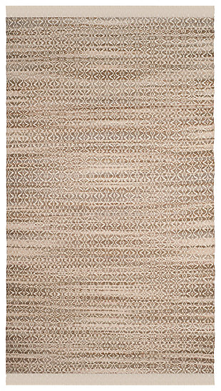 Hand Crafted 5' x 8' Area Rug, Ivory/Beige, large