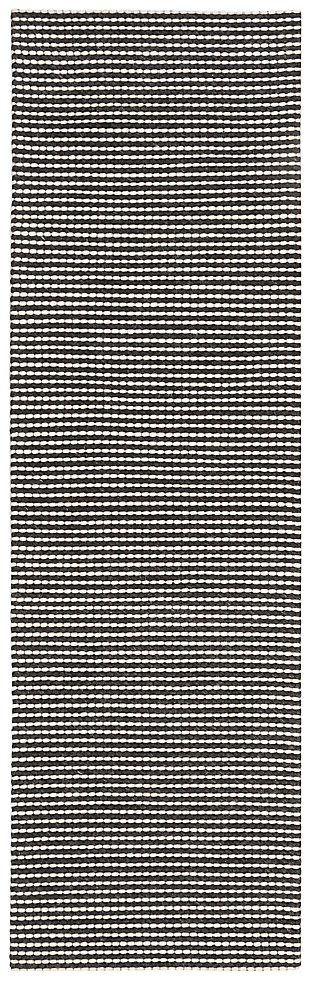 Hand Crafted 2'3" x 8' Runner Rug, Black/Ivory, large