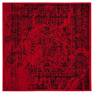 Abstract 4' x 4' Square Rug, Red/Black, rollover