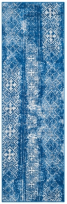 Abstract 2'6" x 10' Runner Rug, Blue/Silver, large