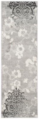 Abstract 2'6" x 8' Runner Rug, Silver/Ivory, large
