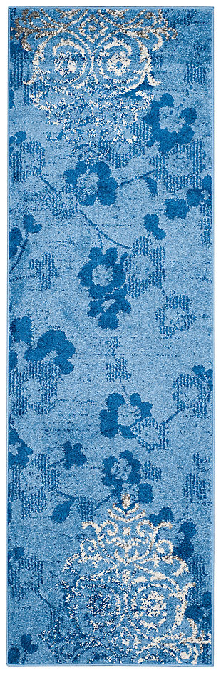 Abstract 2'6" x 8' Runner Rug, Blue, large