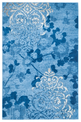 Abstract 5'1" x 7'6" Area Rug, Blue, large