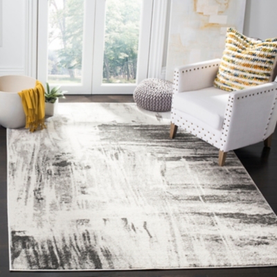 Abstract 5'1" x 7'6" Area Rug, Gray/Ivory, large