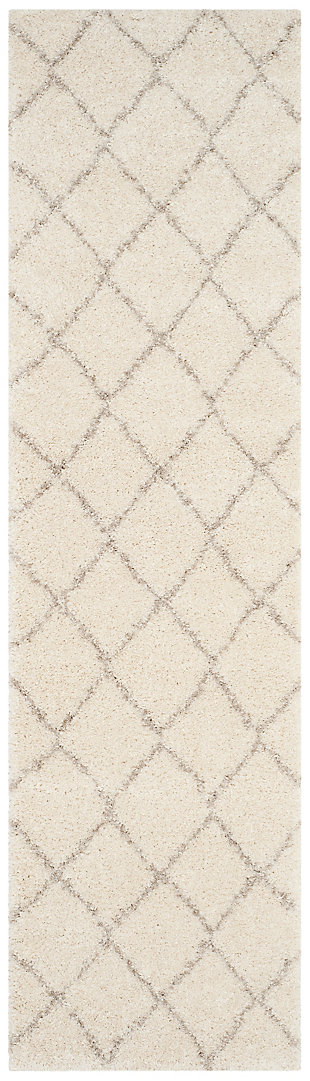 Hand Crafted 2'3" x 8' Runner Rug, Ivory/Beige, large