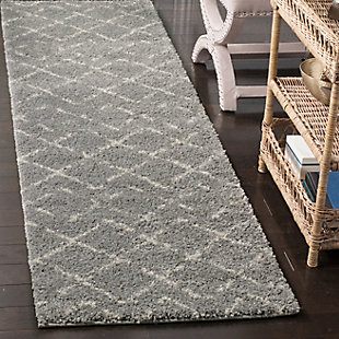 Hand Crafted 2'3" x 8' Runner Rug, Gray/Ivory, rollover