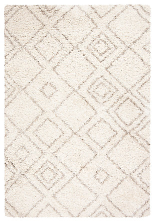 Hand Crafted 6'7" x 9'2" Area Rug, Ivory/Beige, rollover