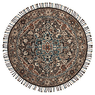 Accessory 7' x 7' Round Rug, Charcoal/Brown, large