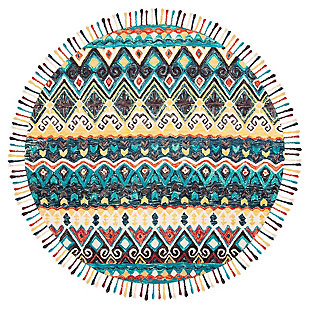 Accessory 7' x 7' Round Rug, Blue/Red, large