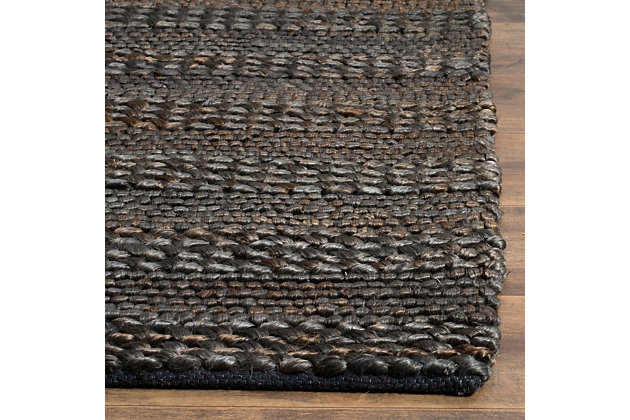 For sophisticated beach house style, this jute rug is the perfect choice. Natural fiber rugs are soft underfoot, textural and woven from sustainably harvested jute for an elegant cottage look with feel-good appeal.Made of jute and cotton | Handwoven | Low pile | No backing; rug pad recommended | Spot clean | Imported