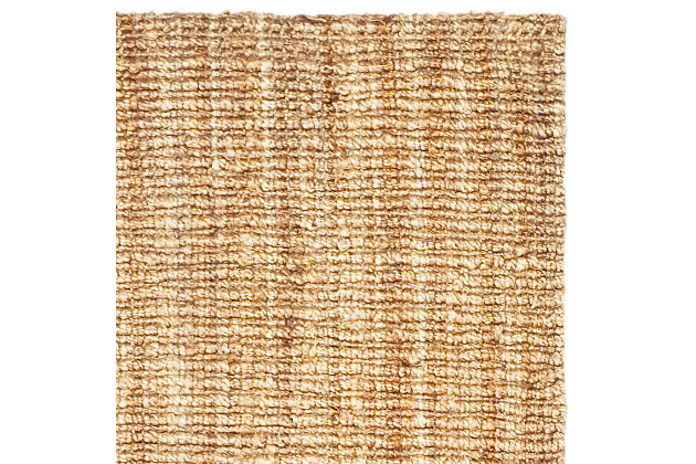 For sophisticated beach house style, this jute rug is the perfect choice. Natural fiber rugs are soft underfoot, textural and woven from sustainably harvested jute for an elegant cottage look with feel-good appeal.Made of jute | Machine made | Low pile | Latex backing; rug pad recommended | Spot clean | Imported