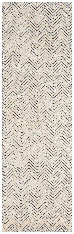 Accessory Deco Mod Lt. Blue/ivory 2'3" X 7'6" Runner, Pale Gray, large