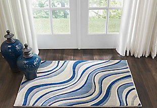 Accessory Somerset Ivory/blue 3'6" X 5'6" Area Rug, Ivory/Navy, rollover