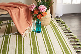 Bold stripes and a classic color pairing make a simply striking statement. This flatweave rug aligns your space in a decidedly modern way.Made of wool/cotton/polyester | Hand-woven | Flatweave | Reversible | Imported | Spot clean