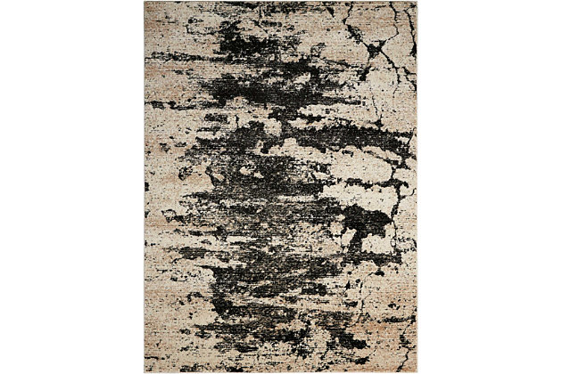 Striking abstract patterned rug leaves so much to the imagination. Its ethereal design dresses up a room with glamourously gradated shades, visual texture and a highly contemporary point of view.Made of polyester | Machine woven | Cut pile, low shedding | Latex backing | Imported | Spot clean