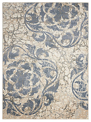 Accessory Maxell Ivory Blue 3'10" X 5'10" Area Rug, Ash, large