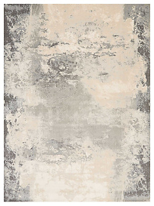 Nourison Nourison Maxell 7'10" x 10'6" Ivory/Grey Modern Indoor Rug, Charcoal/Ivory, large
