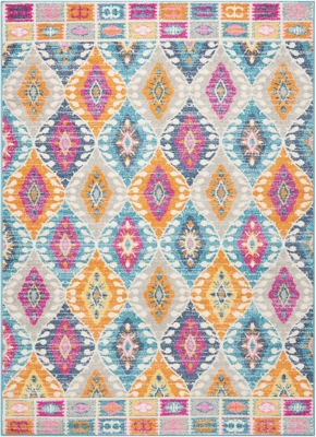 Accessory Passion Multicolor 5'3" X 7'3" Area Rug, Teal, large