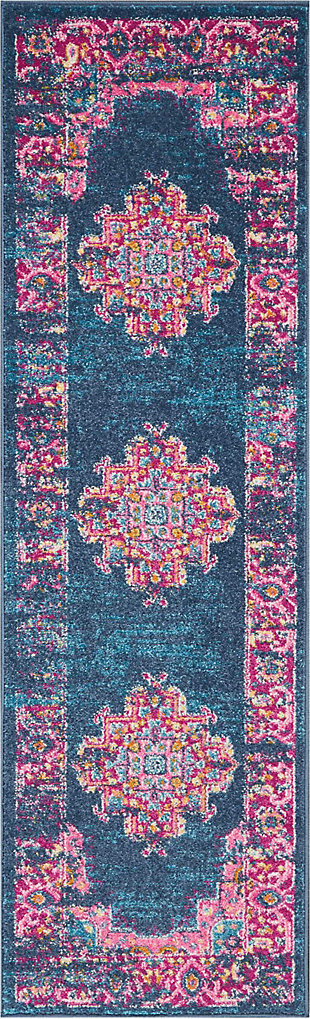 Accessory Passion Blue 1'10" X 2'10" Accent Rug, Teal/Fuchsia, rollover