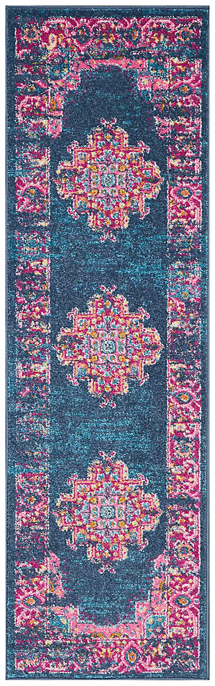 Accessory Passion Blue 1'10" X 2'10" Accent Rug, Teal/Fuchsia, large