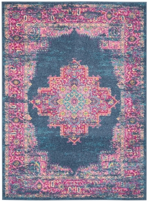 Accessory Passion Blue 5'3" X 7'3" Area Rug, Teal/Fuchsia, rollover